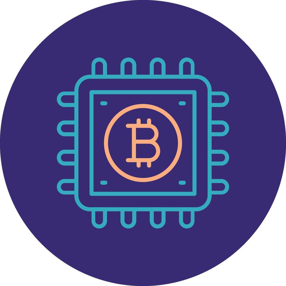 Bitcoin Process Line Two Color Circle Icon vector