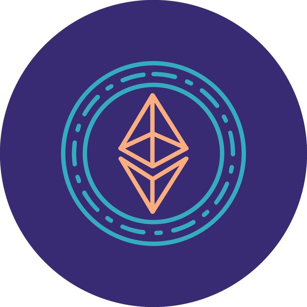 Ethereum Coin Line Two Color Circle Icon vector