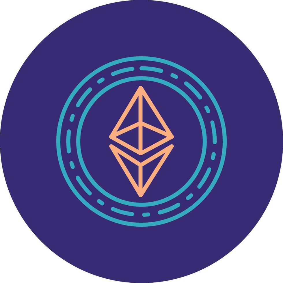 ethereum moneda línea dos color circulo icono vector