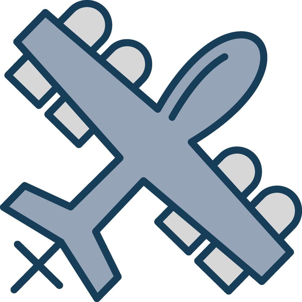Military Drone Line Filled Grey Icon vector