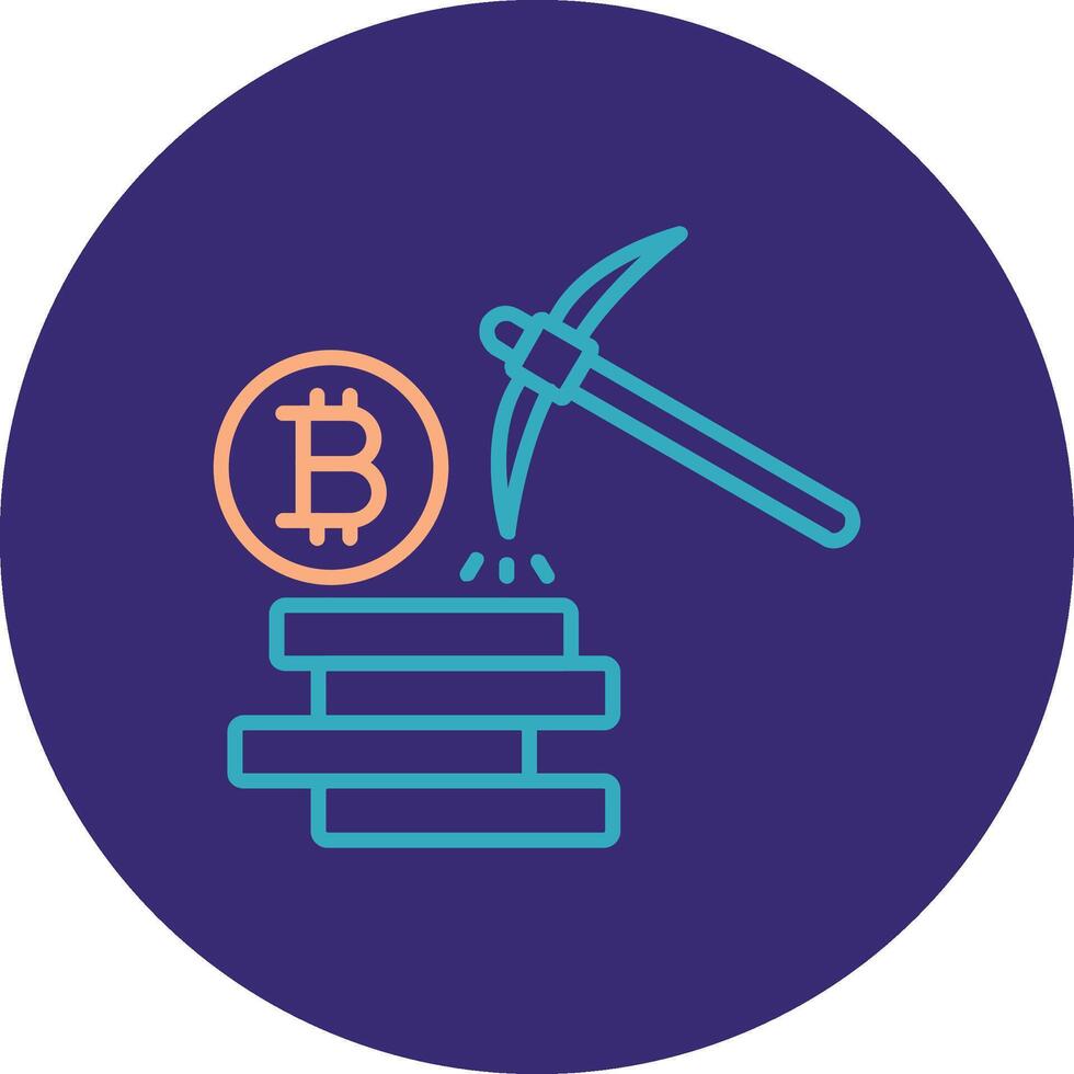 Bitcoin Mining Line Two Color Circle Icon vector