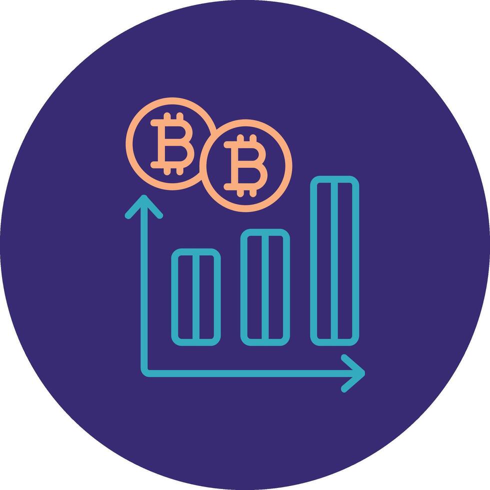 bitcoin grafico línea dos color circulo icono vector