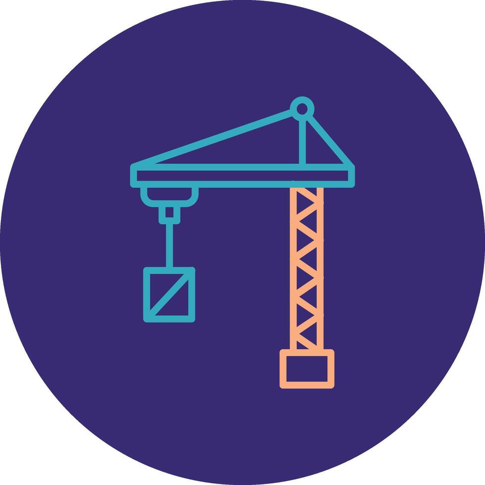 Port Crane Line Two Color Circle Icon vector