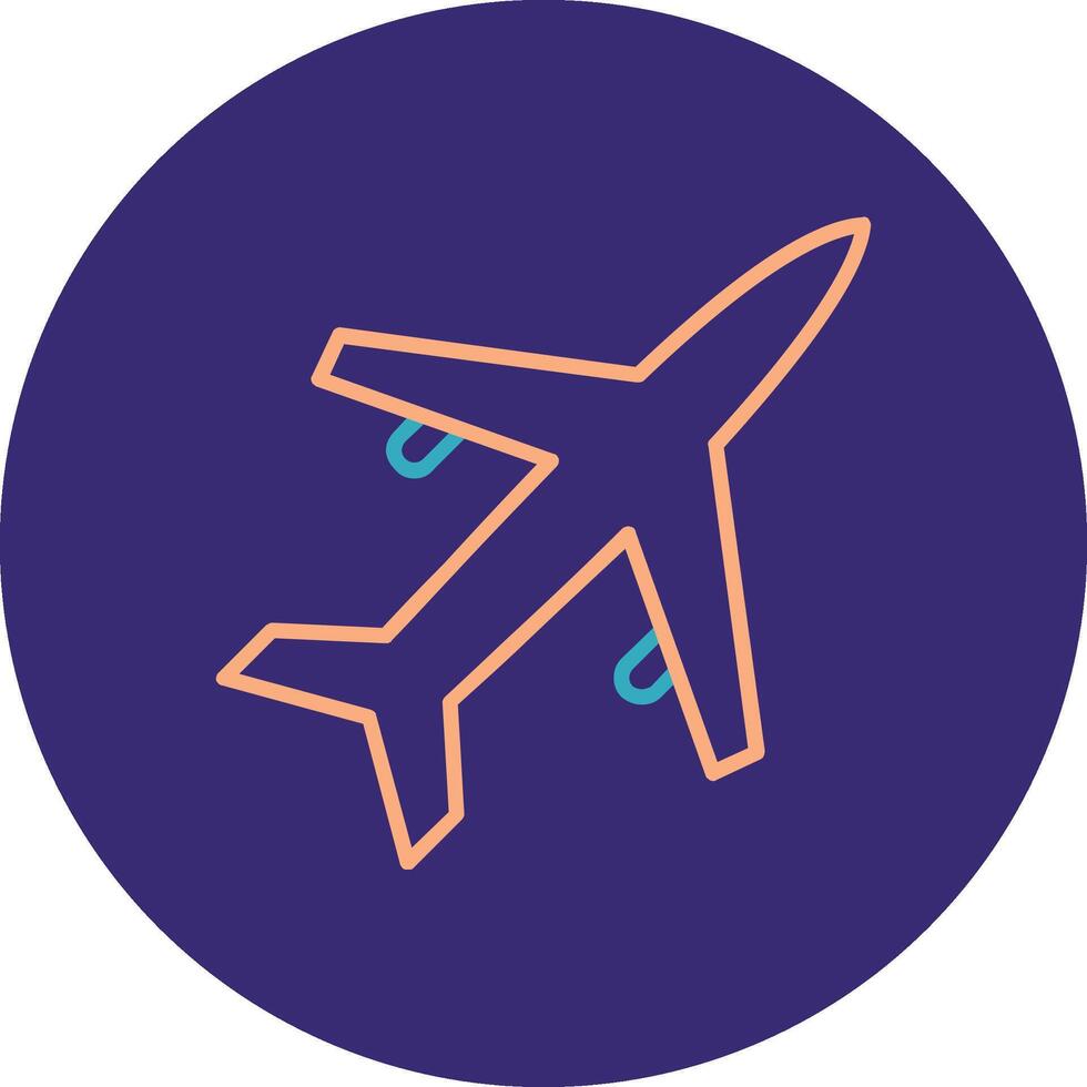 Old Plane Line Two Color Circle Icon vector