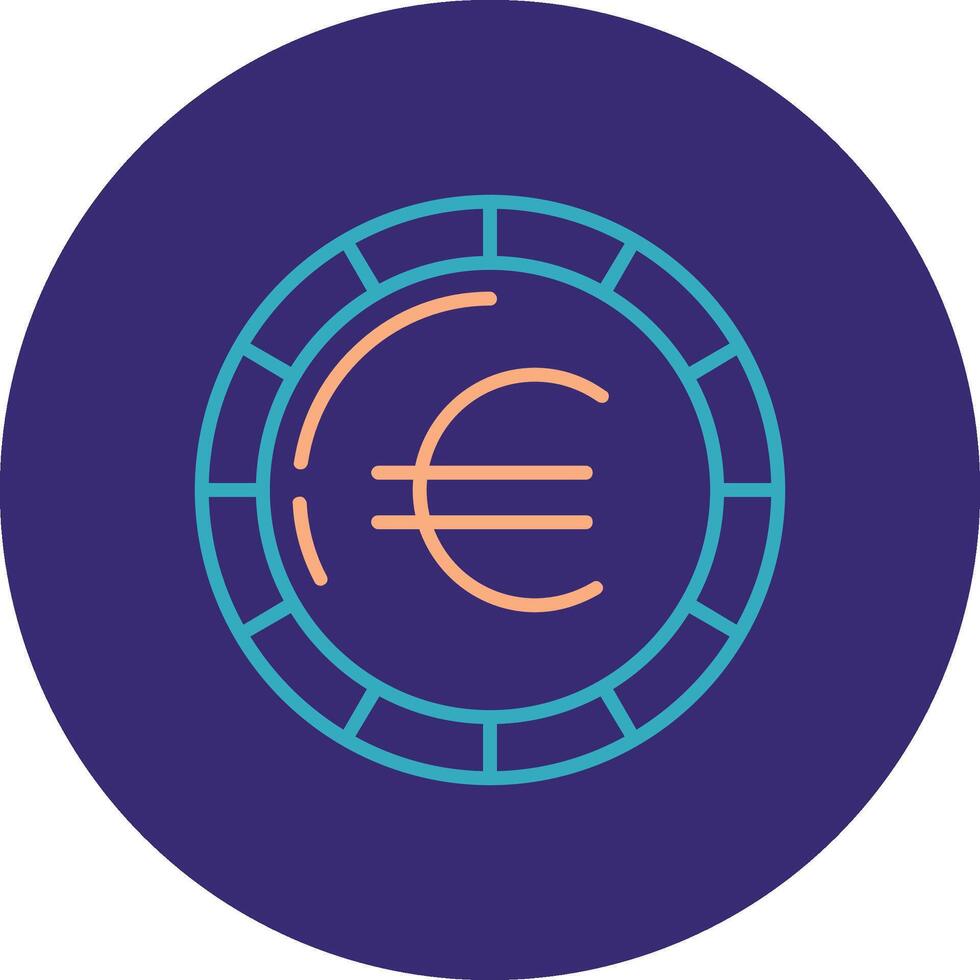 Euro Coin Line Two Color Circle Icon vector