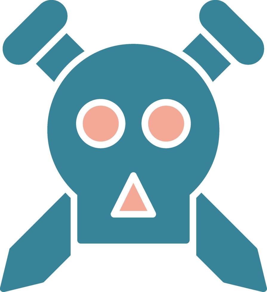 Skull Glyph Two Color Icon vector