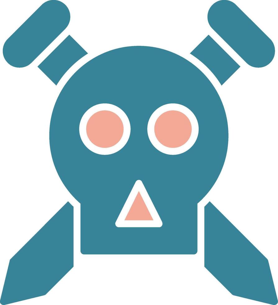 Skull Glyph Two Color Icon vector