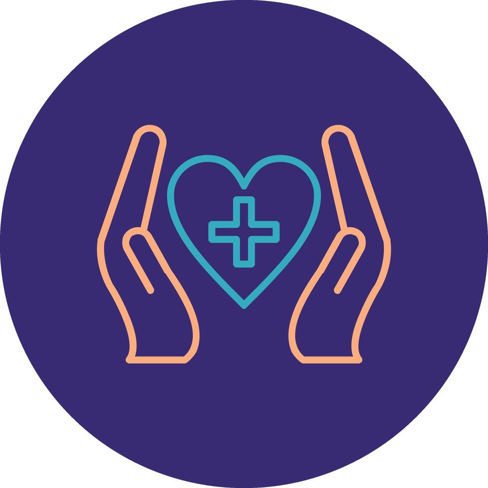 Heart Care Line Two Color Circle Icon vector