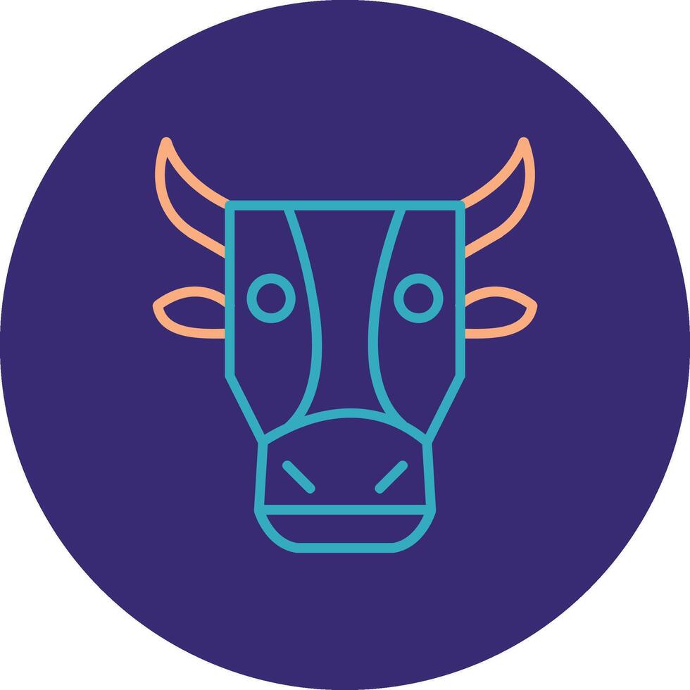 Cow Line Two Color Circle Icon vector