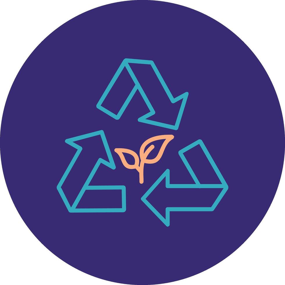 Recycling Line Two Color Circle Icon vector