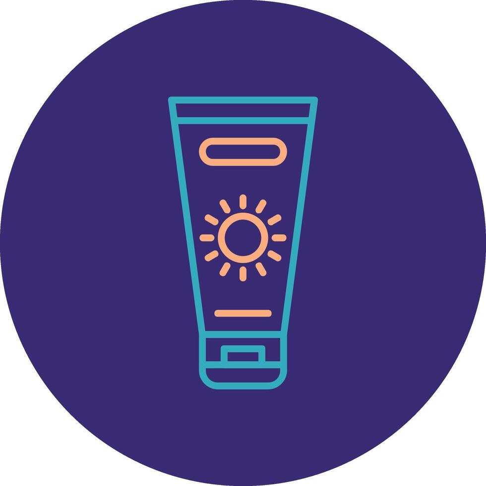 Sun Cream Line Two Color Circle Icon vector