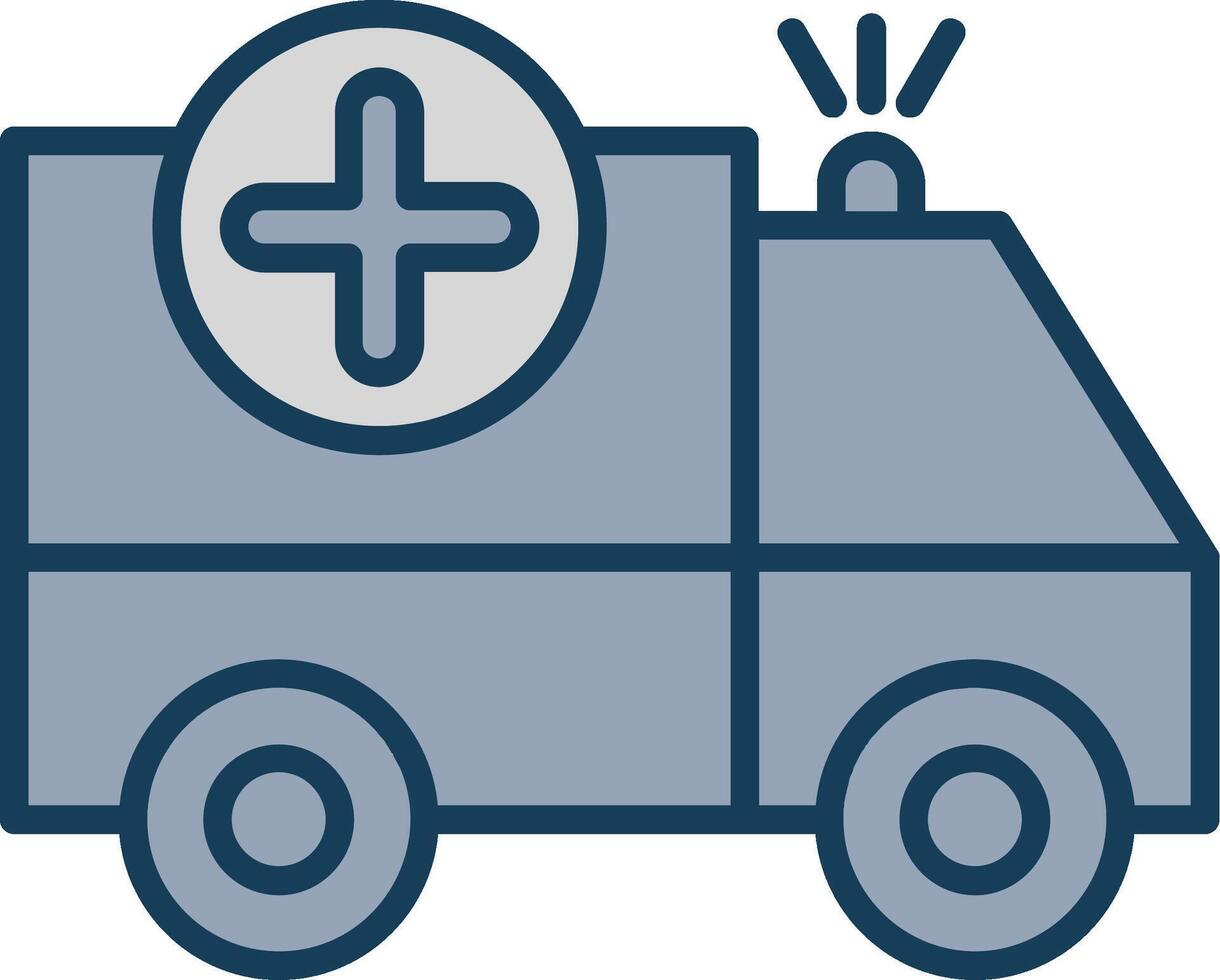 ambulancia línea lleno gris icono vector