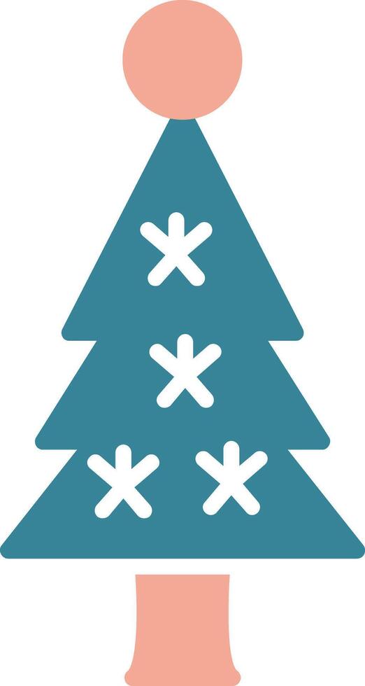 icono de dos colores de glifo de árbol de navidad vector