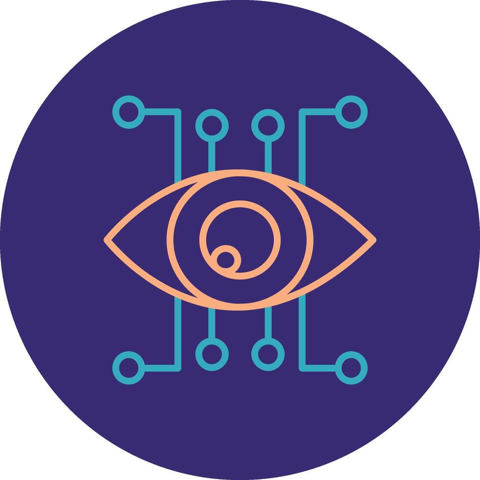 Eye Recognition Line Two Color Circle Icon vector