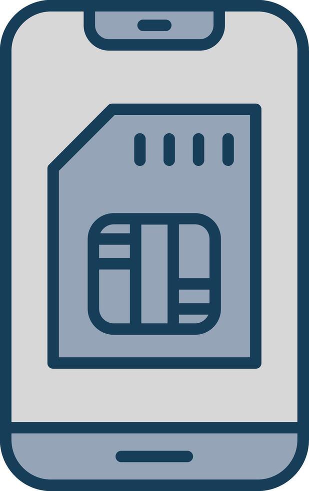 Sim Card Line Filled Grey Icon vector