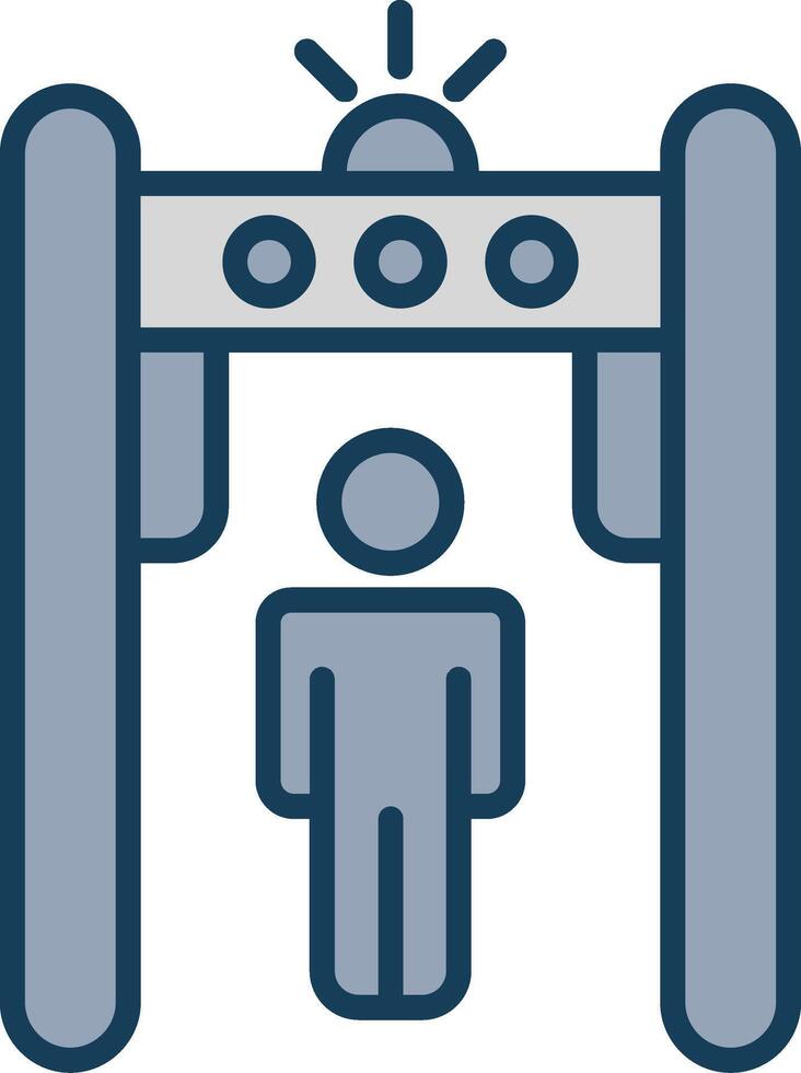 metal detector línea lleno gris icono vector