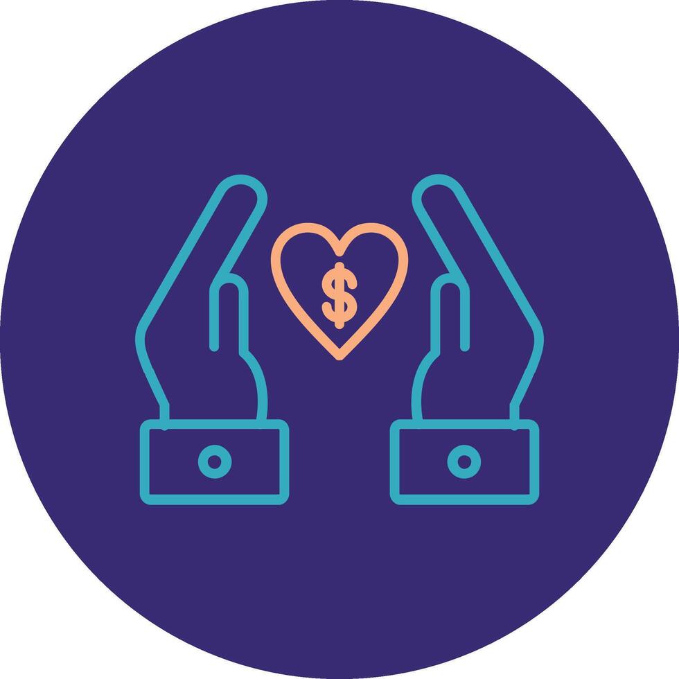 Chrity Donation Line Two Color Circle Icon vector