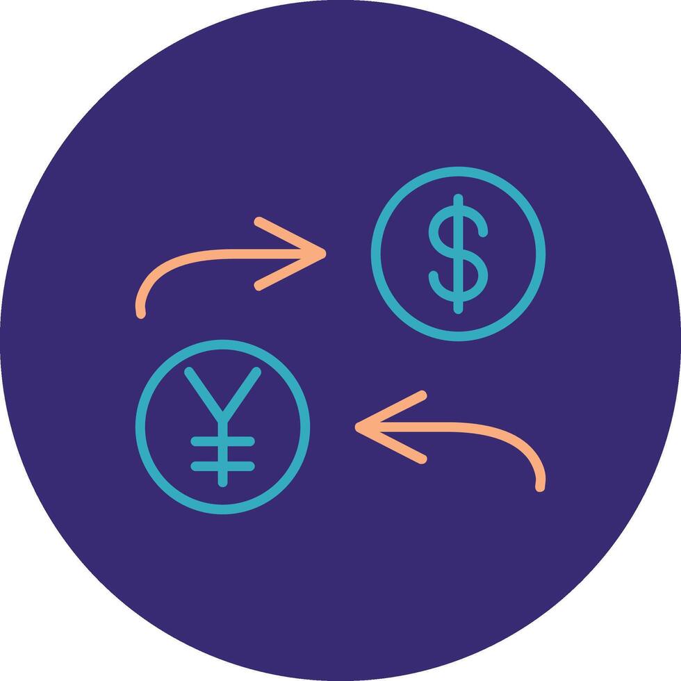 Currency Exchange Line Two Color Circle Icon vector