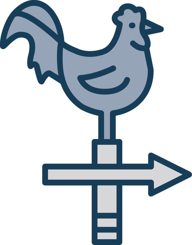 pollo línea lleno gris icono vector