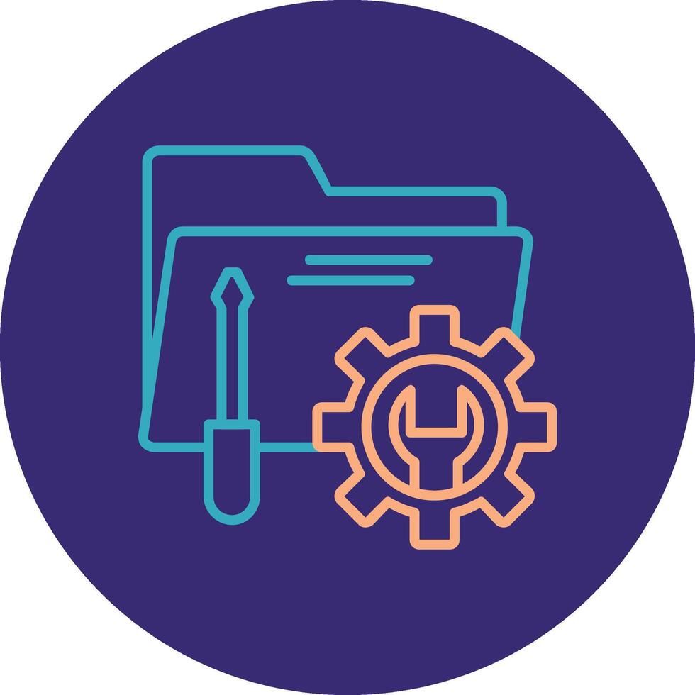 Tech Services Line Two Color Circle Icon vector