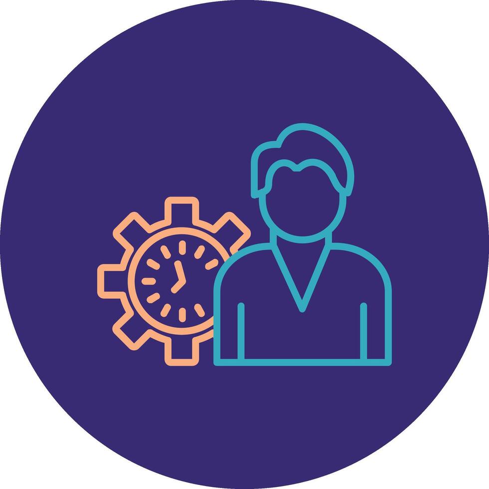 Working Hours Line Two Color Circle Icon vector