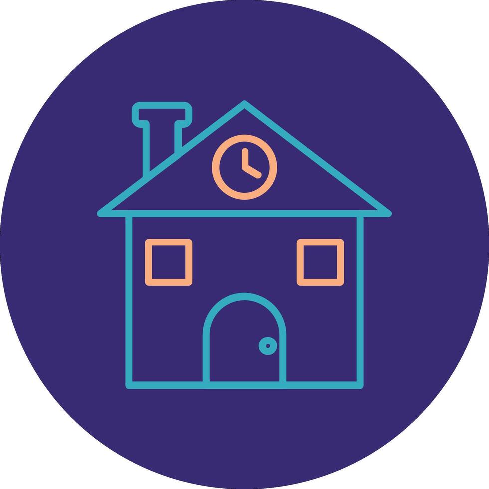 House Line Two Color Circle Icon vector