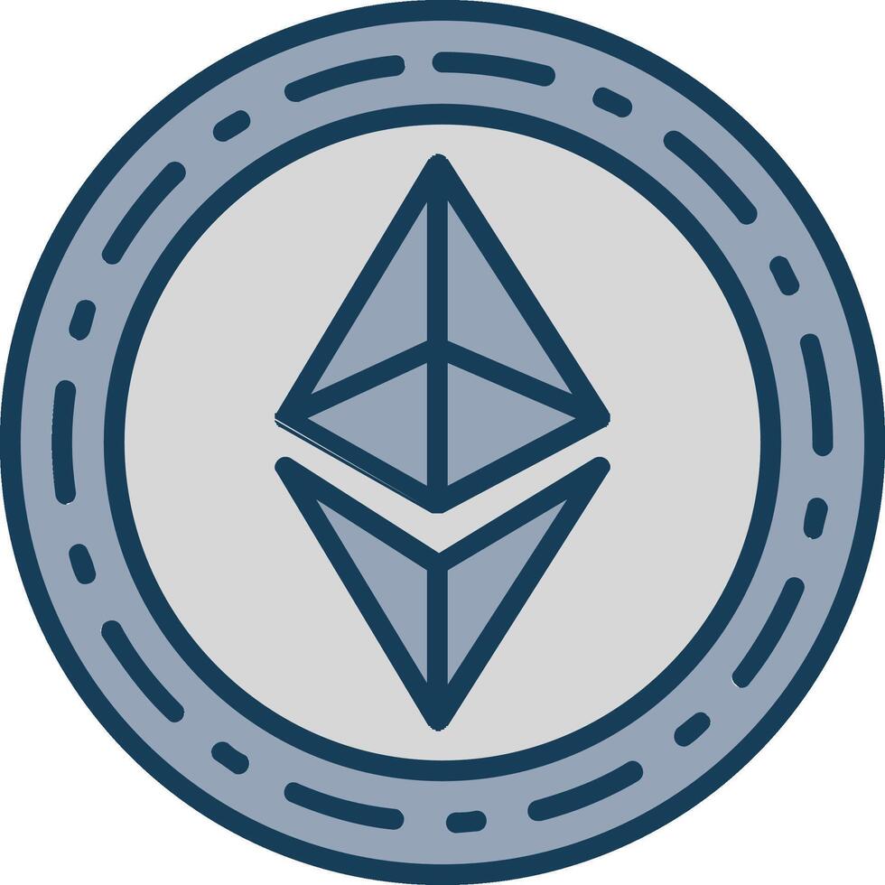 Ethereum Coin Line Filled Grey Icon vector