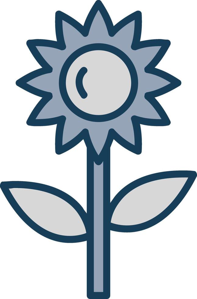 girasol línea lleno gris icono vector