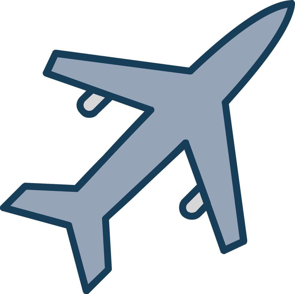 Old Plane Line Filled Grey Icon vector