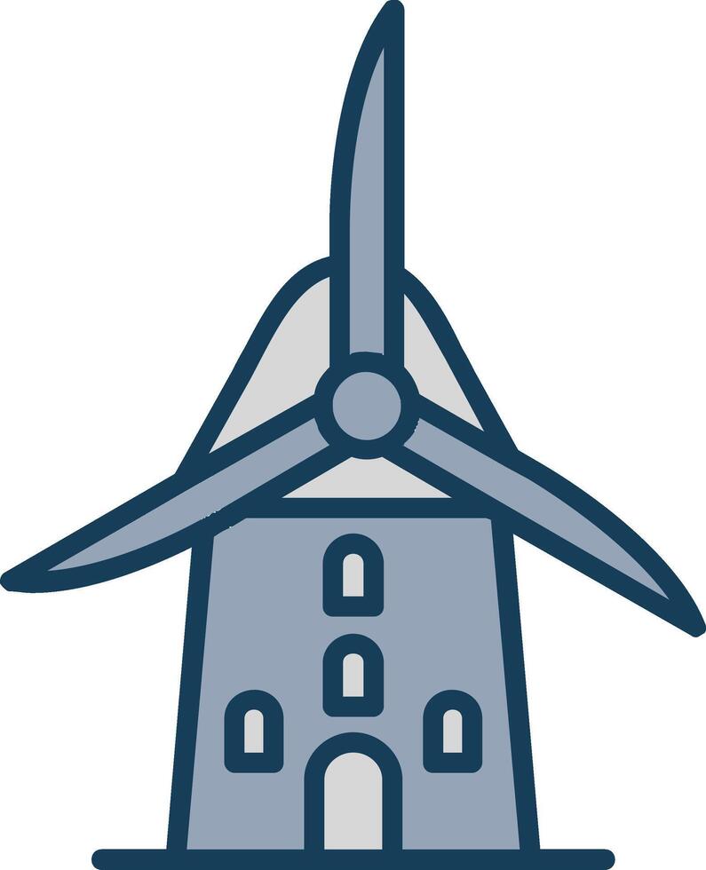 Wind Mill Line Filled Grey Icon vector