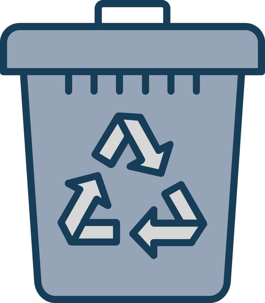 Recycle Bin Line Filled Grey Icon vector