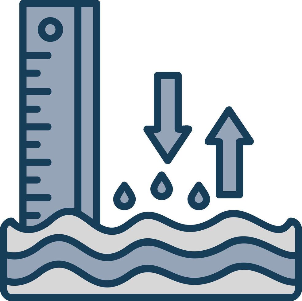 Sea Level Line Filled Grey Icon vector