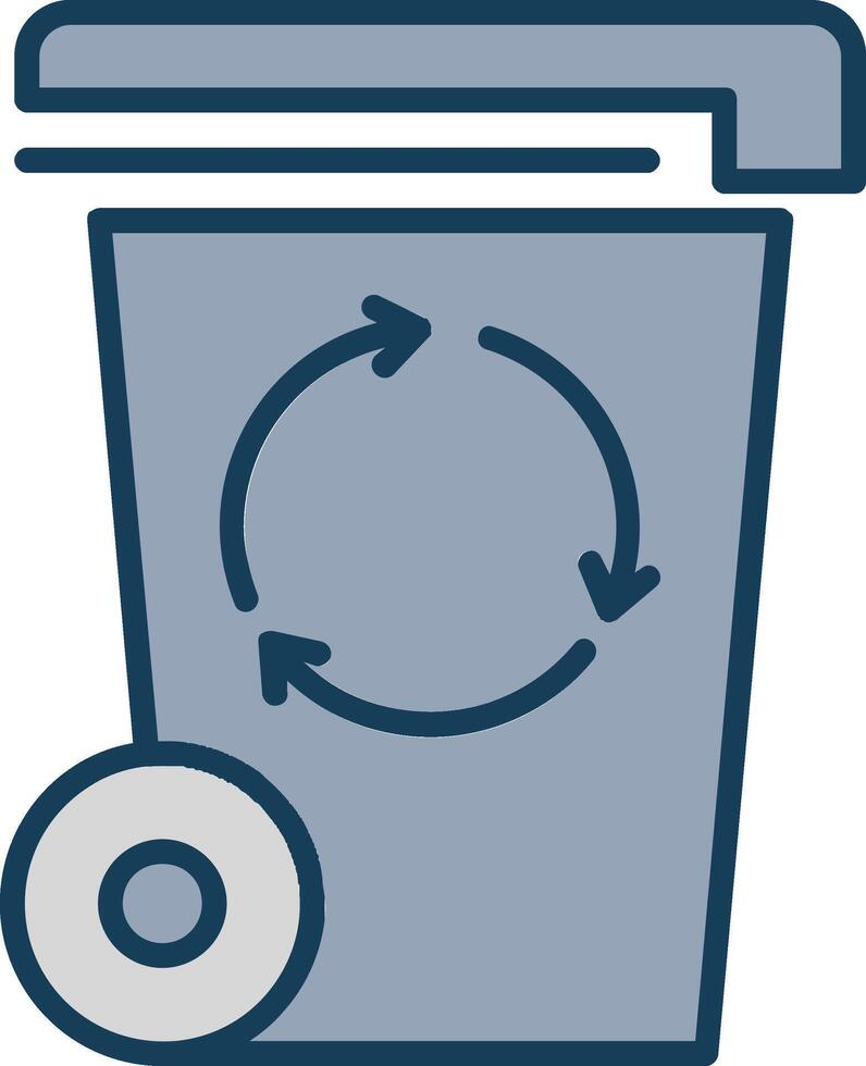 Trash Bin Line Filled Grey Icon vector
