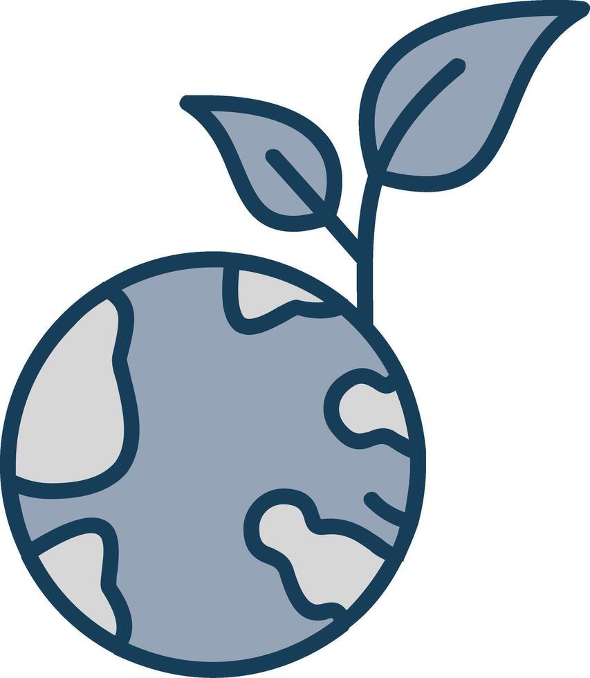 Save Planet Line Filled Grey Icon vector