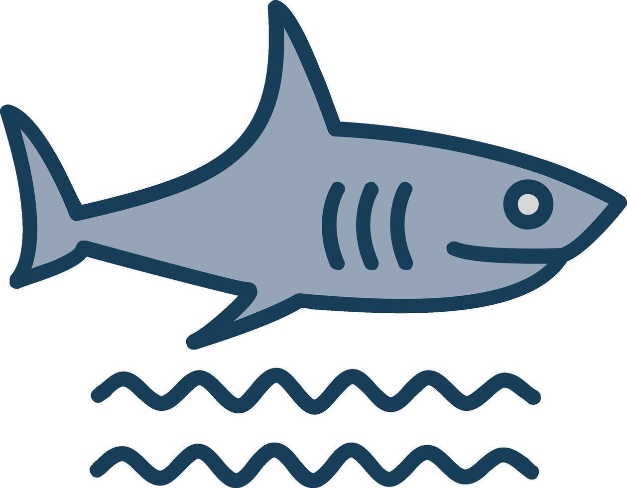 Shark Line Filled Grey Icon vector