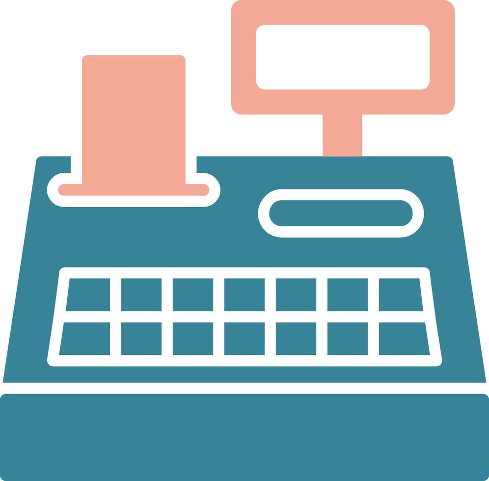 Cash Register Glyph Two Color Icon vector