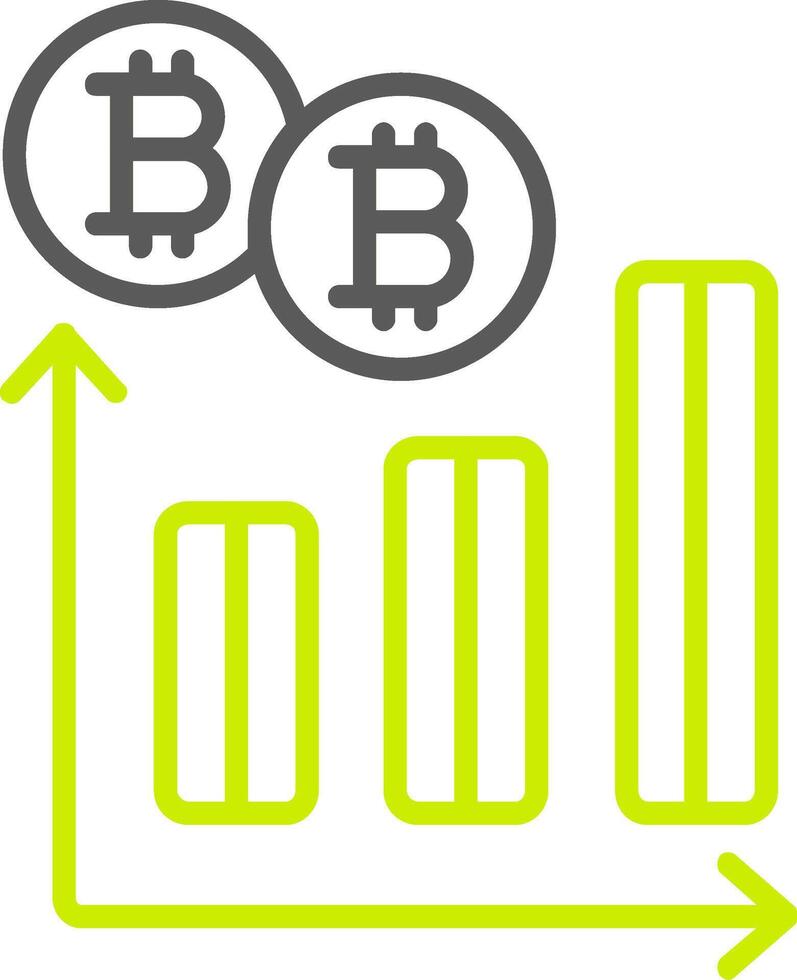 bitcoin grafico línea dos color icono vector