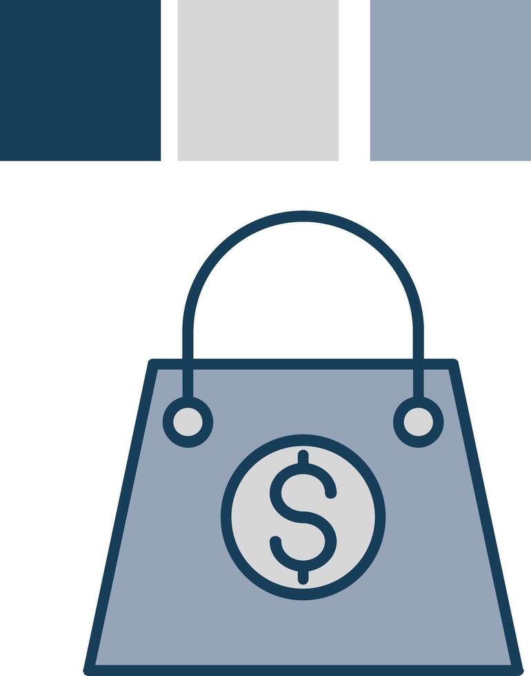 Shopping Bag Line Filled Grey Icon vector