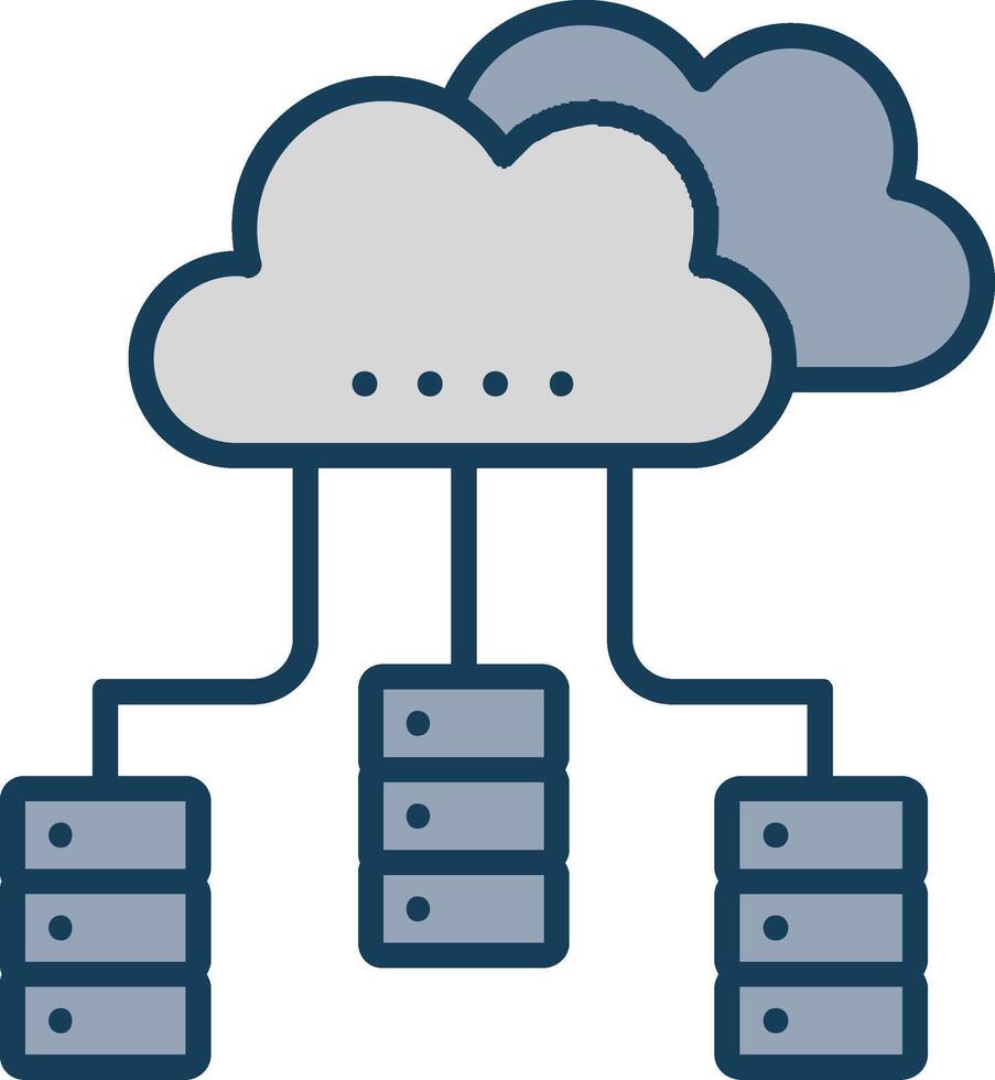 repartido base de datos línea lleno gris icono vector
