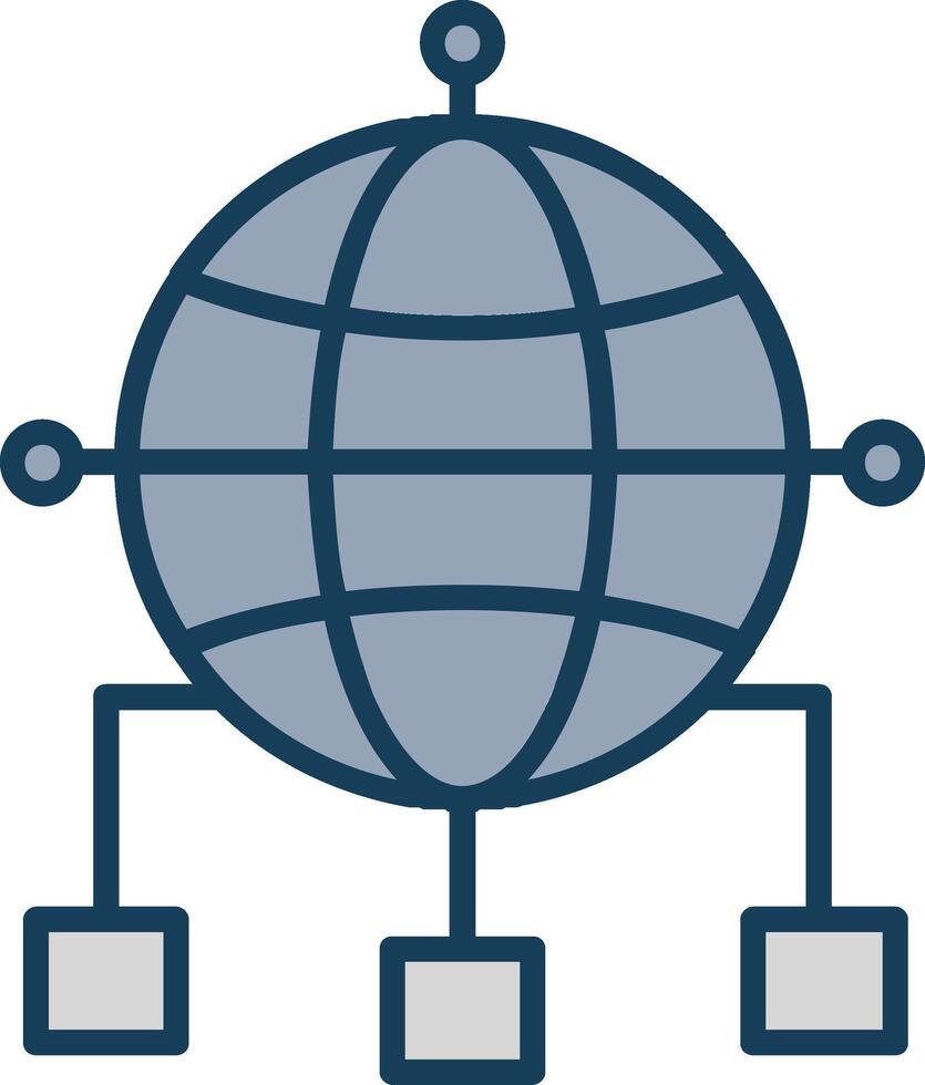 Global Connections Line Filled Grey Icon vector