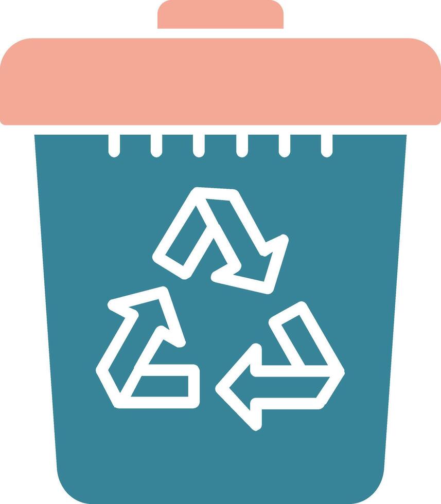 Papelera de reciclaje glifo icono de dos colores vector