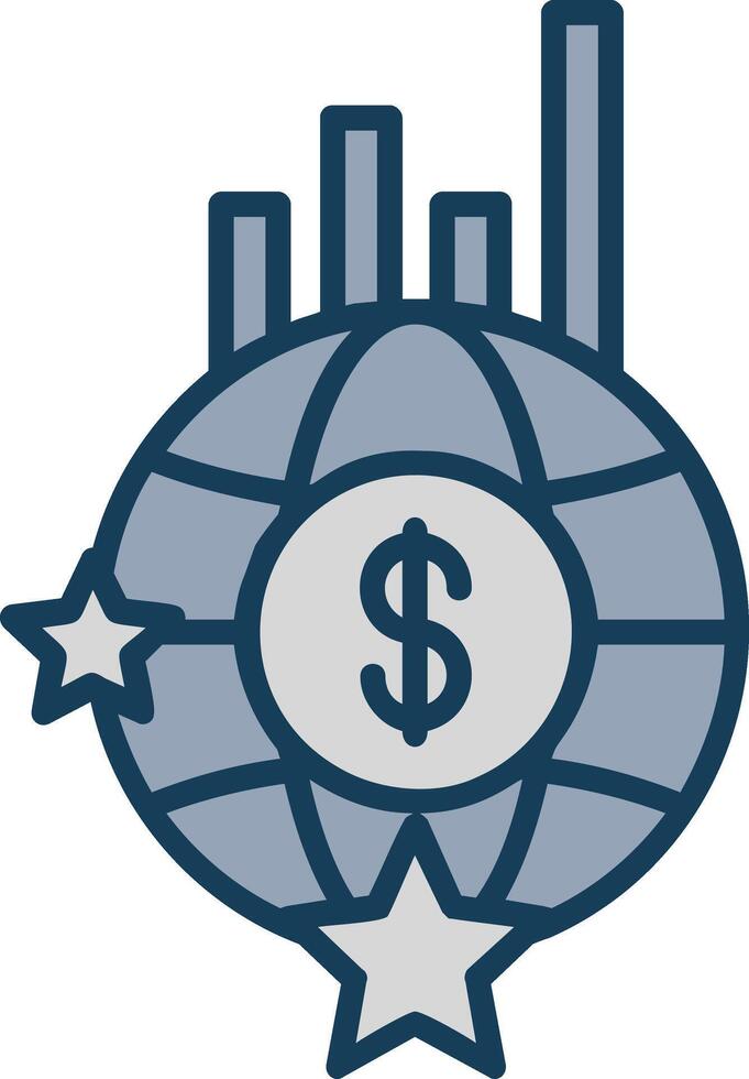 Global Economics Line Filled Grey Icon vector