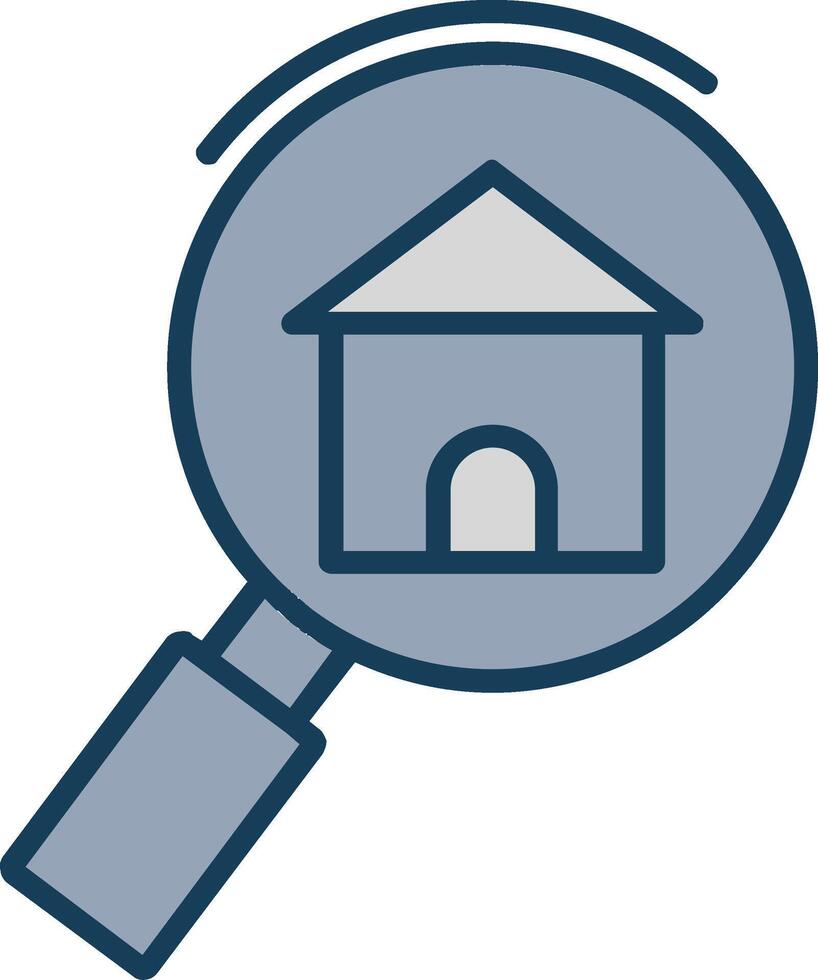Search Home Line Filled Grey Icon vector