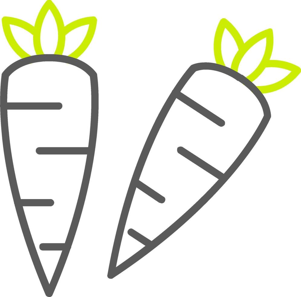 icono de dos colores de línea de zanahorias vector