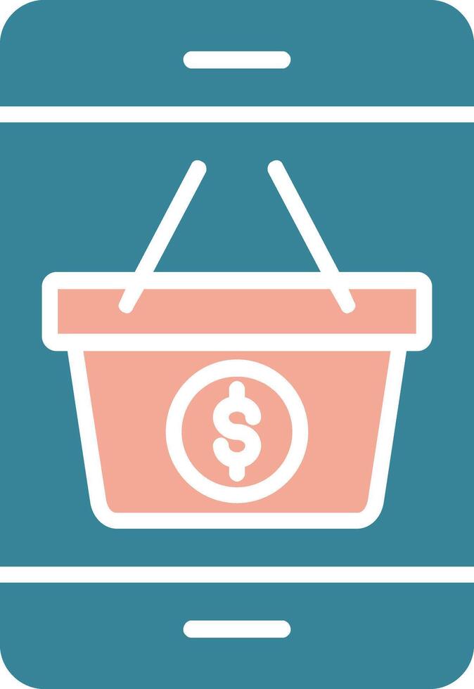 Mobile Shopping Glyph Two Color Icon vector