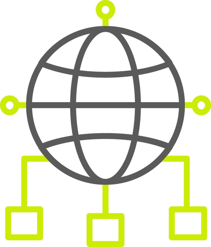 global conexiones línea dos color icono vector