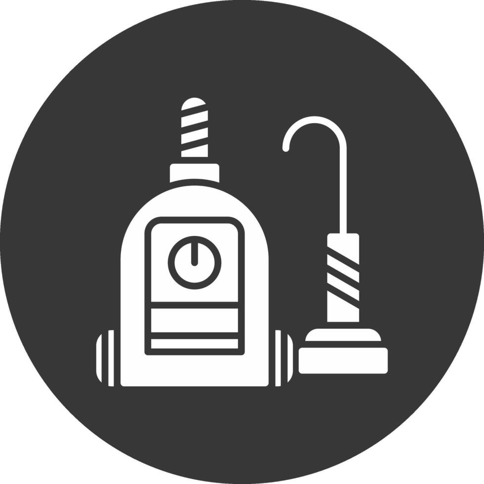 Vacuum Cleaner Glyph Inverted Icon vector