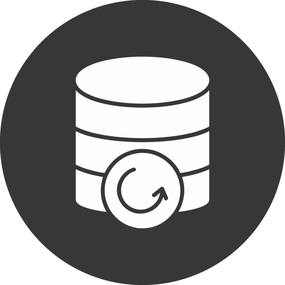 Database Backup Glyph Inverted Icon vector