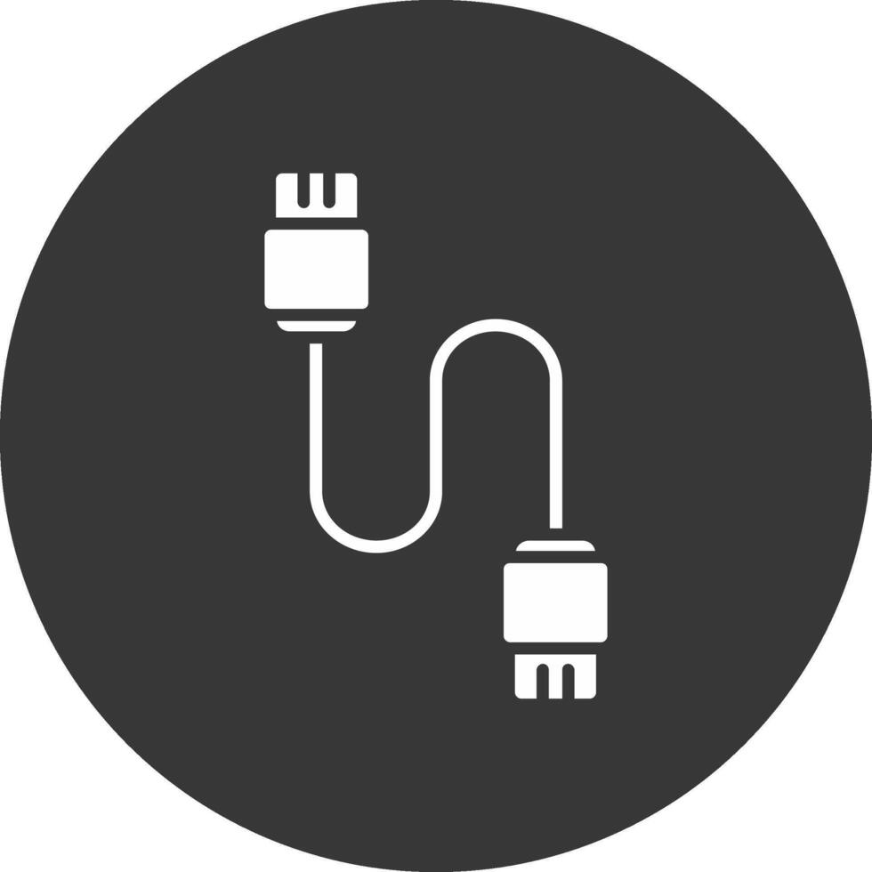 Database Cable Glyph Inverted Icon vector