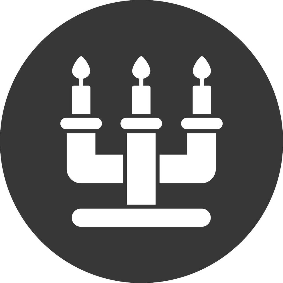 candelabro glifo invertido icono vector